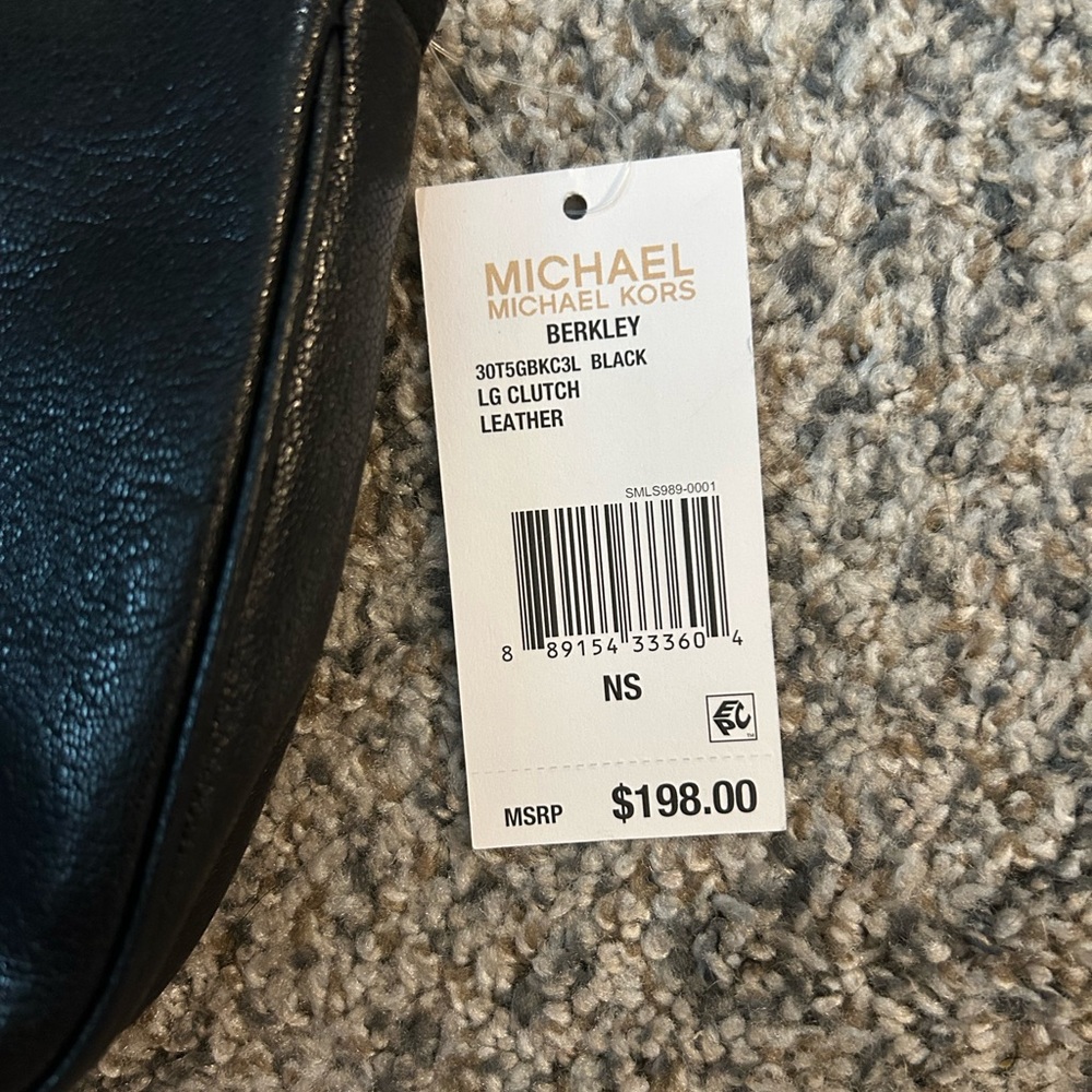 NWT Michael Kors Black Clutch with Gold Accent - Picture 3 of 5